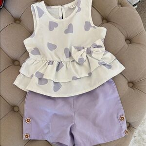 SHEIN Heart Pattern Sleeveless Top with matching shorts 4T